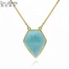 New Arrivals Natural Amazonite Blue Gemstone Faceted Drop Point Pendant Jewelry Connector Real Stone Chain Necklace for Gift – Image 2
