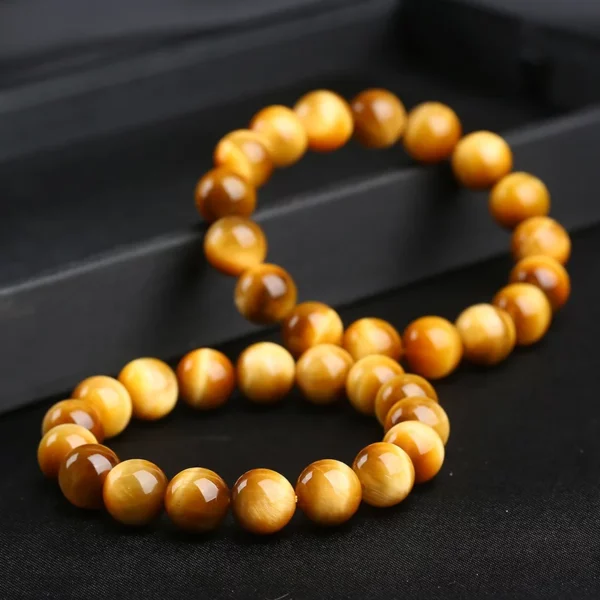 12mm Diameter Gold Precious Stones Tiger Eye Bracelet 10mm Natural Nice Golden Tiger Eye Gemstone Beads Stretch Bracelets