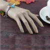 Ring Bracelet Hand Chain Anklet Turquoise Slave Stone Finger Ringdainty Silver Vintage Flower for Women and Girls Zinc Alloy 8MM – Image 3