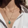 Wholesale 18K Gold Plated Stainless Steel Rectangle Abalone Malachite Onyx Turquoise Shell Pendant Necklace YF2279 – Image 4