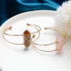 New Arrival Handmade Wire Wrap Gemstone Bangle Natural Amethyst Hexagon Quartz Hexagonal Crystal Gold Bracelet for Women Jewelry – Image 3
