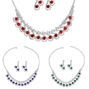 Hoyon New Sapphire Drop Pendant Choker Chain Elegant Shiny Rhinestone Fashion Necklace for Women
