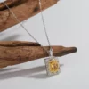 Aimgal Fine Jewelry Natural Garnet Yellowstone Topaz S925 Silver Plated 18K Gold Pendent Chain Necklace Engagement Anniversary – Image 2