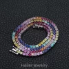 3mm Round Synthetic Sapphire rainbow Tennis Gemstone Necklace Multicolor Tennis Chain – Image 5