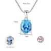 OAHLAN Fashion Jewelry Blue Topaz 925 Sterling Silver Pendant Necklace for Women Wedding Birthday Gift 18 Inch Silver Chain – Image 3