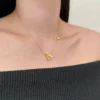Dylam Exquisite Fine Jewelry Women 18K Gold Plated Sterling Silver Link Chain 5A Cubic Zirconia Topaz Bee Pendant Necklaces – Image 3