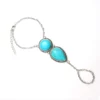 Ring Bracelet Hand Chain Anklet Turquoise Slave Stone Finger Ringdainty Silver Vintage Flower for Women and Girls Zinc Alloy 8MM – Image 6