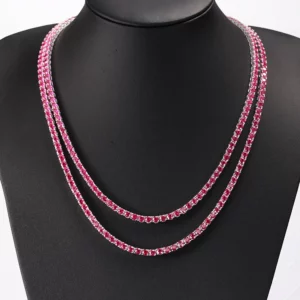 Wholesale Price Sapphire Tennis Chain S925 Silver with Red Corundum Ruby Stone Tennis Chain