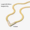 18K Gold Plated Stainless Steel Flat Snake Chain Necklace Black Green Malachite Shell V Shaped Necklace YF3087 – Image 5