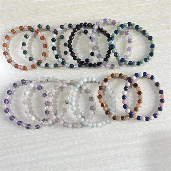 6mm Charms Jewelry Natural Round Beads Feng Shui Gold Tigers Eye with Sunstone Crystal Elastic Bracelet for Gift – Image 3