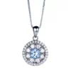 Fine Jewelry 925 Sterling Silver Eye Circle Necklace Nano Sky Blue Zircon Topaz Pendant Box Chain Necklace for Girl Women – Image 6
