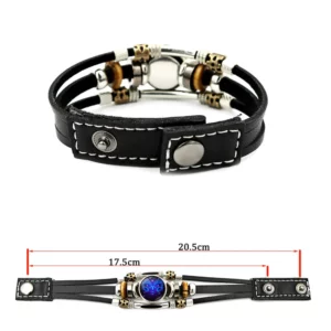 Aries Taurus Gemini Cancer Leo Virgo Libra Scorpio Sagittarius Capricorn Aquarius Pisces Zodiac Sign Genuine Leather Bracelet