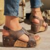 Summer Zipper Wedges Sandals Women's Lightweight Height Increasing Shoes Fashion Casual Sandals – Image 3